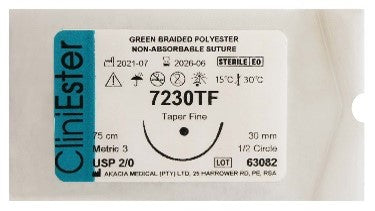 Green Braided Polyester Non-Absorbable Sutures - CliniEster