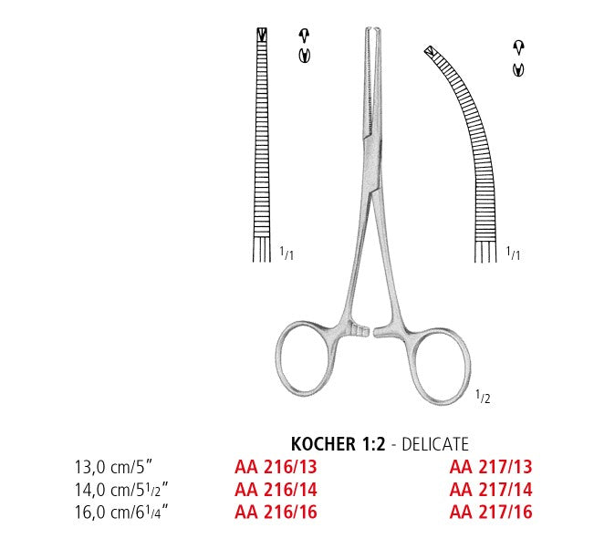Kocher Delicate Artery Forceps