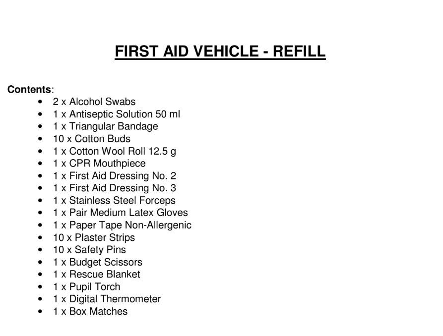 First Aid Kit Refills