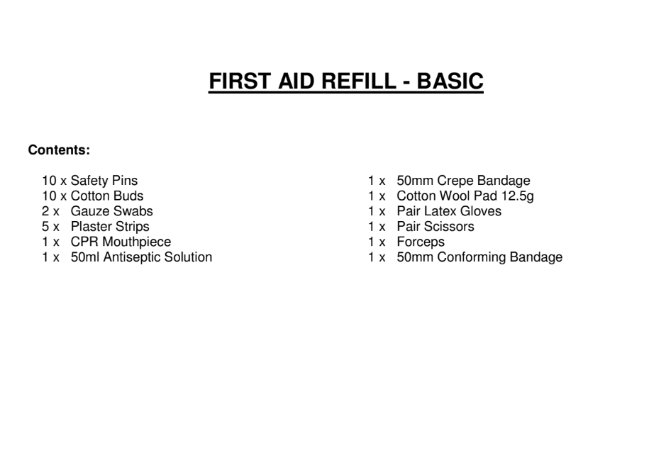 First Aid Kit Refills