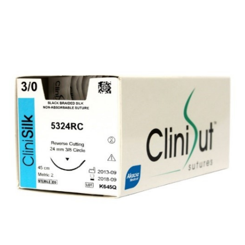 Black Braided Silk Non-Absorbable Multifilament Suture - CliniSilk
