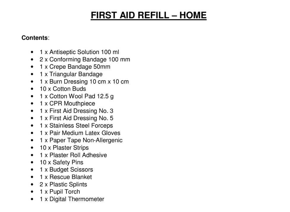 First Aid Kit Refills