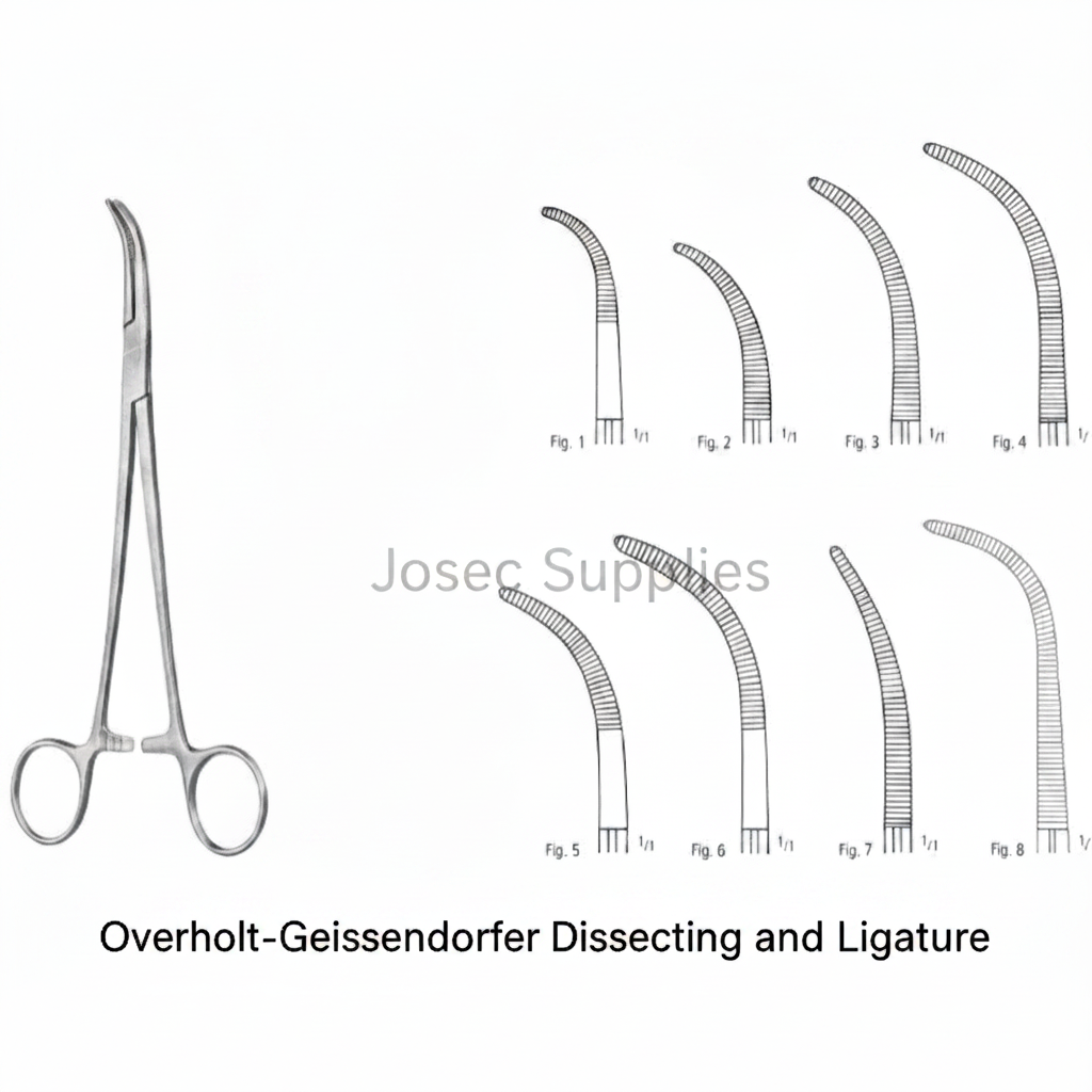 Overholt-Geissendorfer dissecting and ligature instrument with eight numbered jaw profiles by Josec Supplies