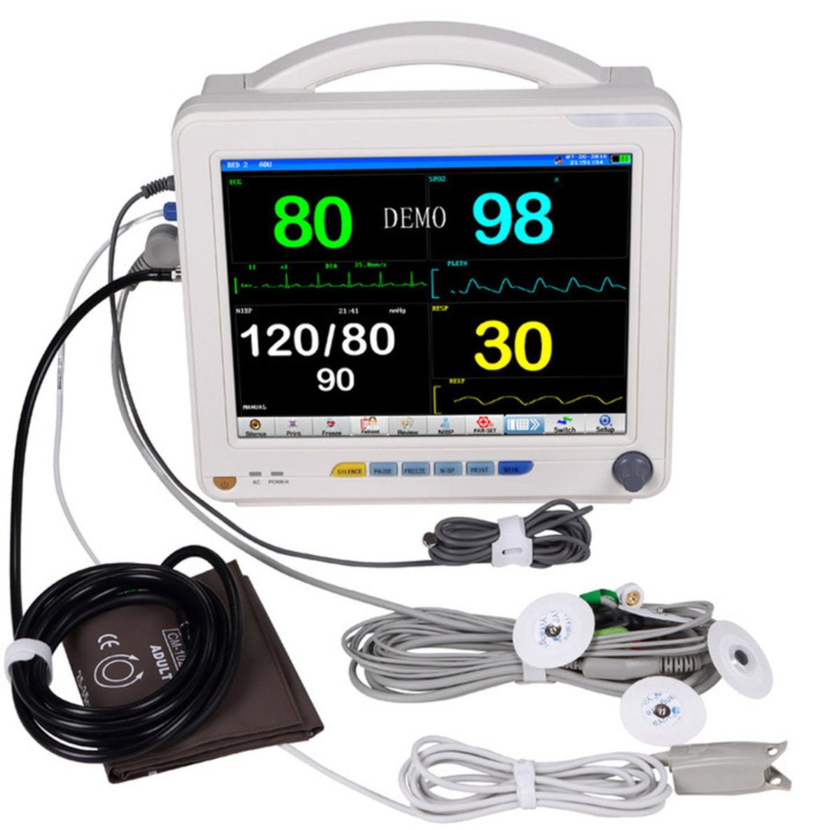 Patient Monitor with Nibp/ PR/Spo2/Temp/ECG/ETC02 - JR2000D