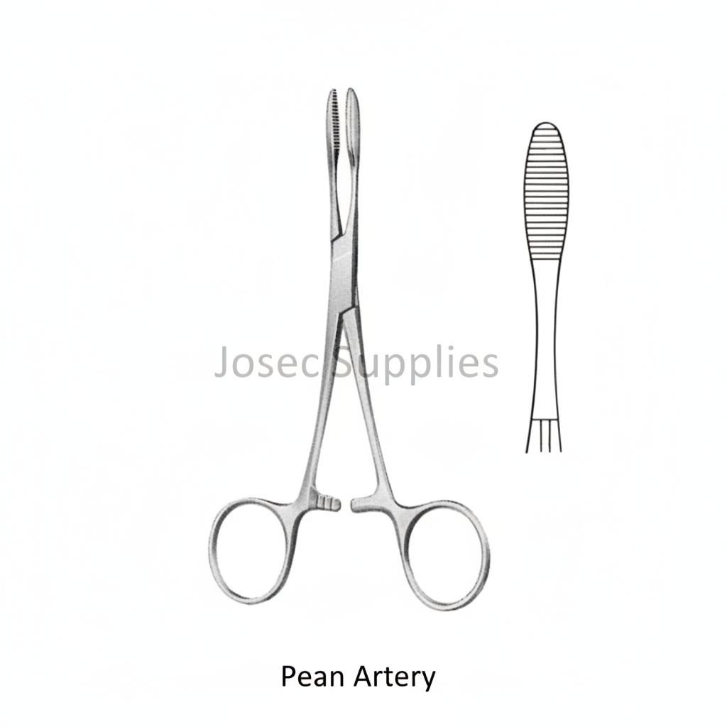 Pean Artery surgical instrument with close-up jaw detail by Josec Supplies