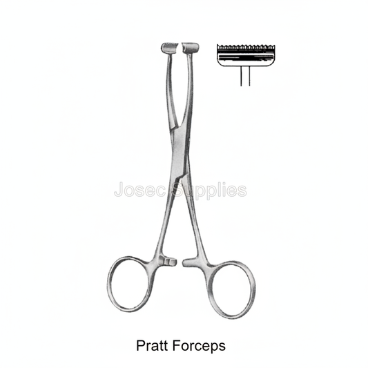 Pratt Hemorrhoidal Forceps stainless steel surgical instrument with jaw serration detail on white background