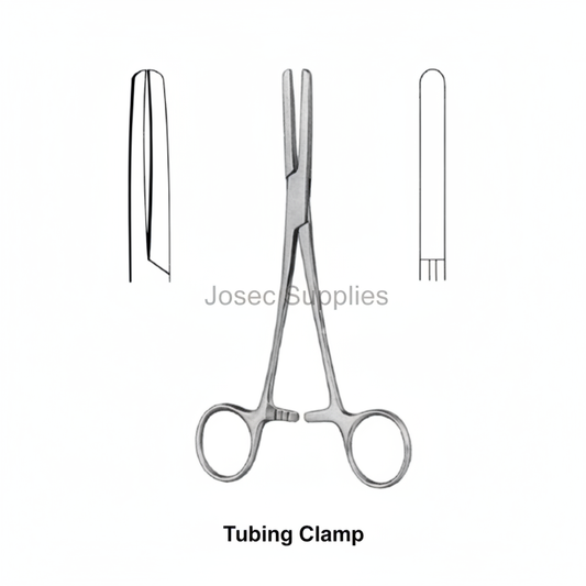 Presbyterian Tubing Clamp with two smooth jaw-detail views by Josec Supplies
