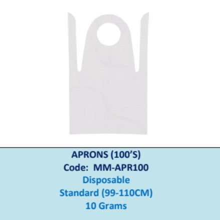Standard Disposable Aprons 10g (100's x 10 boxes)