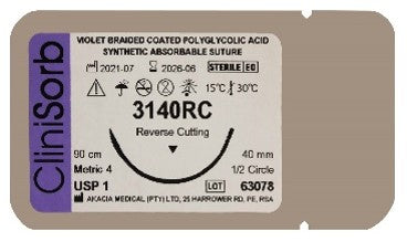 Violet Braided Polyglycolic Acid Absorbable Sutures - CliniSorb