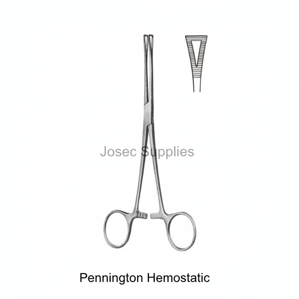 Pennington Hemostatic surgical instrument with triangular jaw-tip detail by Josec Supplies